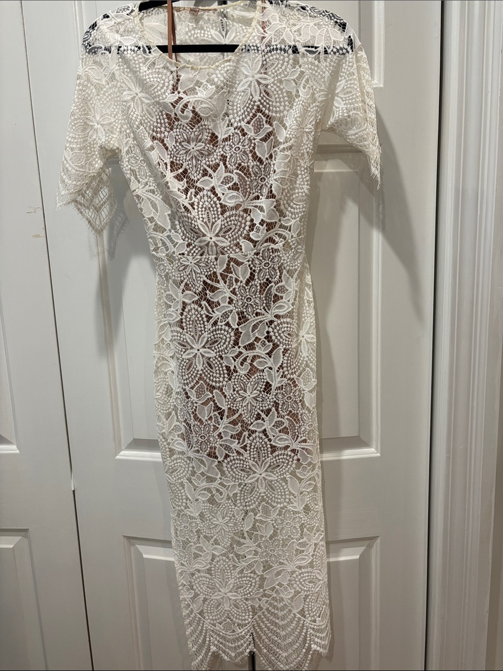 For Love and Lemons White Lace Sheath Dress - Elegant Floral Crochet